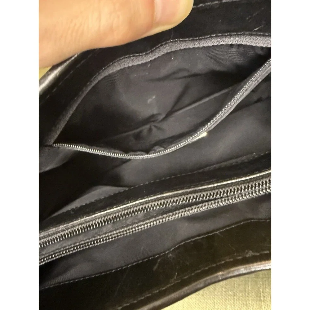 Vintage Cole Haan Black Leather Shoulder Bag Purse Brown Square Strap